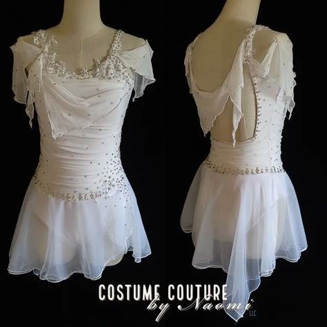 Figure Skater Halloween Costume, Wedding Dance Costume, Figure Skating Training Clothes, Elegant Figure Skating Dresses, Ombre Figure Skating Dress, White Contemporary Costume, Black And White Figure Skating Dress, White Skating Dress, Figure Skating Dresses Aesthetic