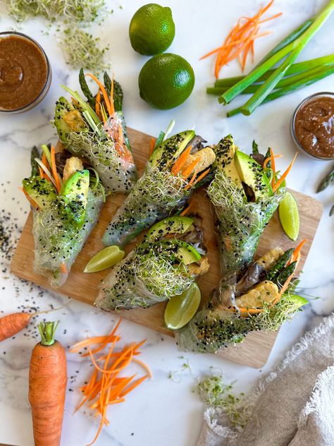 Broccoli Sprout Summer Rolls - Dr. Mark Hyman Dr Hyman Recipes, Dr Hyman, Asparagus And Mushrooms, Broccoli Sprouts, Mark Hyman, Summer Rolls, Raw Vegan Recipes, Spring Rolls, Raw Food