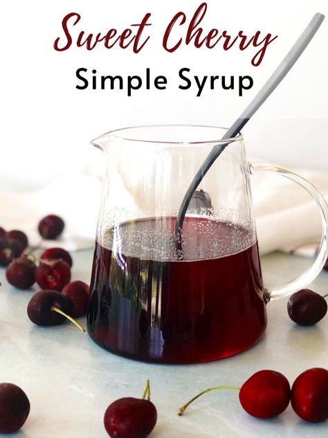 A delicious and easy cherry simple syrup that will make all your cocktails and mocktails so delicious. Cherry Simple Syrup, Farm To Table Recipes, Cherry Drink, Cherry Lemonade, Cherry Syrup, Syrup Recipes, Easy Cocktail Recipes, Cherry Cocktail, Simple Syrup Recipes