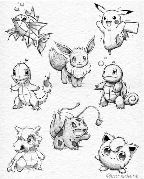 Sketches Of Pokemon, Pokemon Cartoon Drawings, Pokemon Art Sketches, Pokemon Sketch Tattoo, Squirtle Tattoo Black And White, Disney Tattoo Designs Drawings, Pokémon Flash Tattoo, Pokemon Tatoos Ideas, Drawing Ideas Pokemon