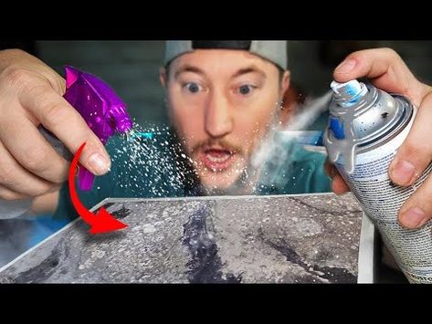 INSANE Spray Paint and Alcohol Trick - YouTube Spray Painting Techniques, Spray Paint Water Dipping, Spray Paint Art Diy, Spray Paint Hacks, Spray Paint Canvas Art, Diy Spray Paint Ideas, Neon Spray Paint, Spray Paint Techniques, Spray Paint Tips