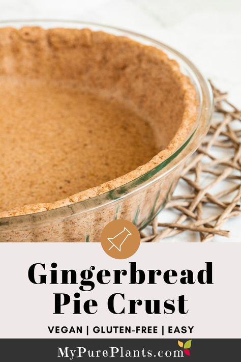 5-ingredient Gingerbread Pie Crust made from scratch. It is the perfect crust for any fall pie or baked cheesecake like apple, pumpkin, sweet potato. Vegan and gluten-free. Gingerbread Pie Crust Recipe, Gingerbread Pie Crust, Pie Crust Vegan, Gingerbread Pie, Perfect Pie Crust Recipe, Fairy Tale House, Morning Forest, Healthy Pies, Vegan Pie Crust