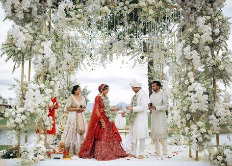 Indian Reception, Indian Designers, Mandap Decor, Scottsdale Wedding, White Indian Wedding, Wedding Mandap, Tuscan Wedding, Traditional Indian Wedding, Punjabi Wedding