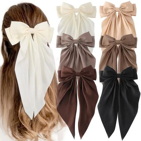 Hair Bows Women Big Bow Hair Clips Girls Silky Satin Hair - Temu Different Accessories, Cute Hair Accessories Aesthetic, Hair Bows Aesthetic, Cute Accessories Aesthetic, Hair Accessories Aesthetic, Hair Assesories, Bows In Hair, Aesthetic Hair Accessories, Bridal Hair Bow