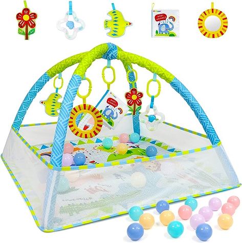 Baby Play Gym Mat with Ball Pit Amazon Bedroom Finds, Infant Activity, Tummy Time Play, Amazon Bedroom, Play Mat Baby, Gym Center, Baby Activity Gym, Tummy Time Mat, Time Activity