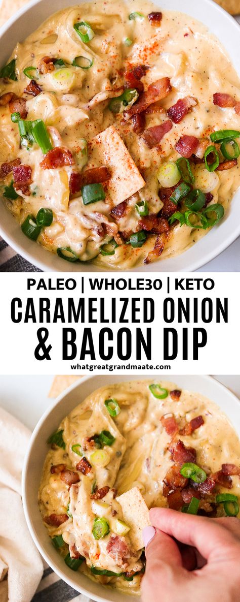 Dairy Free Dips, Paleo Appetizers, Dairy Free Keto, Bacon Dip, Paleo Sides, Whole30 Keto, Keto Diets, Paleo Recipe, Onion Dip