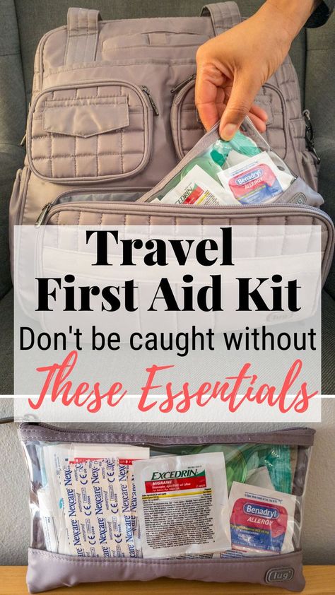 First Aid Kit Checklist Travel, Travel First Aid Kit List, First Aid Kit Diy Travel Mini, Vehicle First Aid Kit, Travel Size First Aid Kit, First Aid Kit For Travel, Cruise First Aid Kit Diy, Medicine Kit For Travel, Emergency Pill Kit