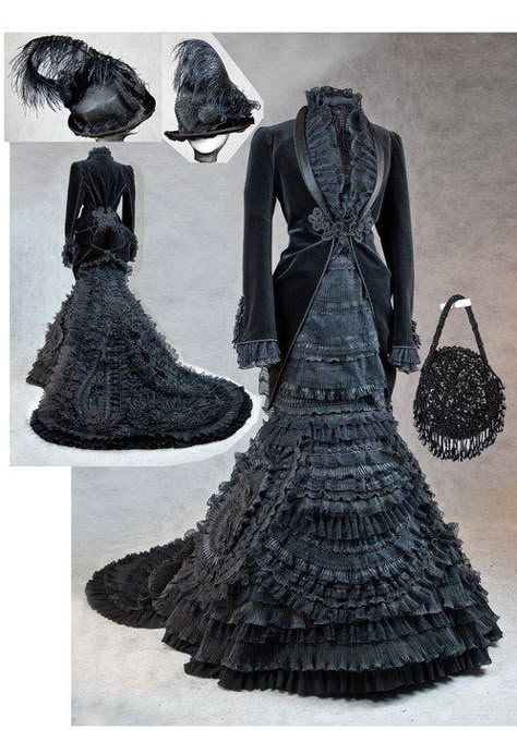 Black Victorian Dress, 20s Outfit, Moda Steampunk, Couture Dior, Summer Baddie, Victorian Dresses, Bustle Dress, Baddie Outfit, Period Clothing