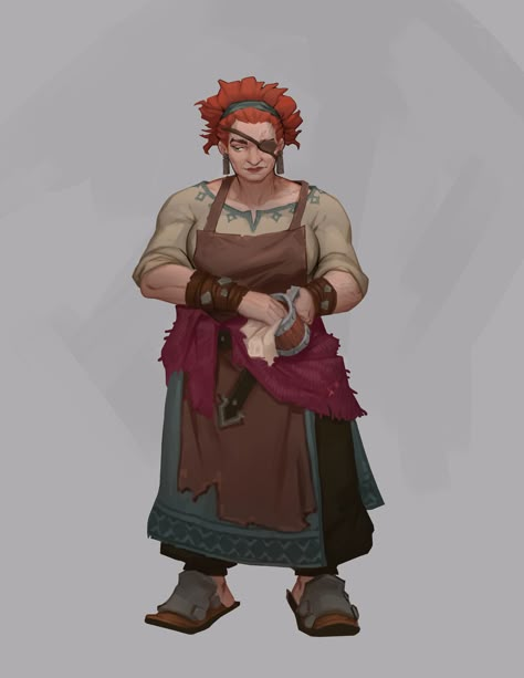 Female Bartender Art, Tavern Owner Art, Tavern Keeper Fantasy Art, Dnd Waitress, Fantasy Tavern Owner, Dnd Tavern Keeper, Tavern Fantasy Art, Bartender Character Design, Tavern Waitress