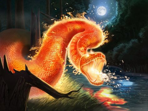 Godzilla Costume, Fire Serpent, Snake Monster, Fire Snake, Snake Art, Fantasy Monster, Mystical Creatures, Monster Art, Creature Art