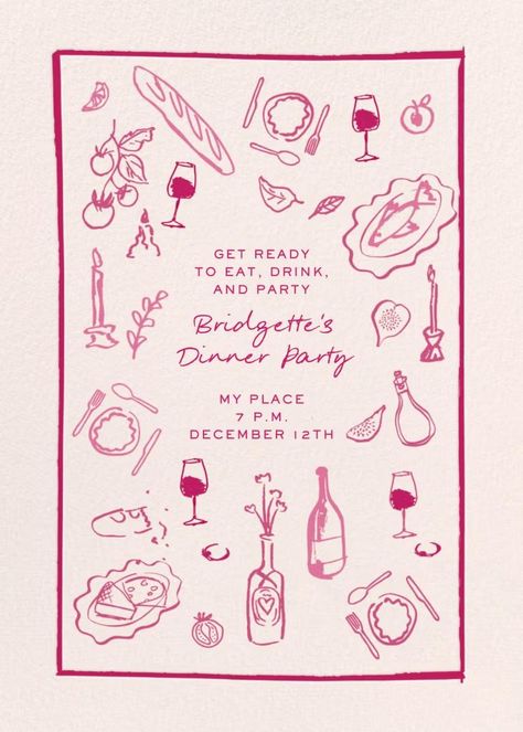 Table Doodle - Dinner Party Invitation Table Doodle, Online Party Invitations, Modern Classic Wedding Invitations, Dinner Party Invitations, Belated Birthday Card, Birthday Dinner Party, Kids Birthday Themes, Teen Birthday, Book Party