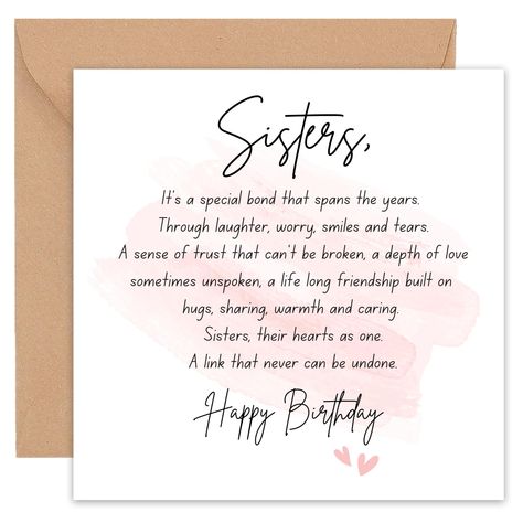 Felbridge Studio - Sister Birthday Card - Birthday Card Sister - Birthday Cards for Sister - Adult 21st 30th 40th 50th 60th Happy Little Big - 14cm : Amazon.co.uk: Stationery & Office Supplies Sister Birthday Card Handmade, Sister Birthday Card Ideas, Sister 60th Birthday, Aesthetic Dairy, Birthday Cards For Sister, Cards For Sister, Birthday Card Sister, Birthday Cards For Mother, Throws Blanket