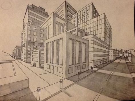 Perspective Building Drawing, Drawings Of Buildings, 2 Point Perspective Drawing, 2 Point Perspective, Perspective Drawings, Perspective Sketch, Perspective Drawing Architecture, Perspective Drawing Lessons, One Point Perspective