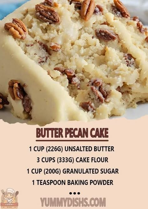 Treat Tables, Pecan Desserts, Butter Pecan Cake, Pecan Cake, Pecan Recipes, Homemade Butter, A Piece Of Cake, Butter Pecan, Pound Cake Recipes