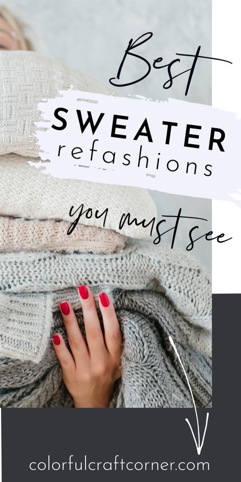 Refashioned Sweaters Remake, Sweater Sleeves Upcycle, How To Alter Sweaters, Shorten A Sweater Diy, Upcycle A Sweater, Sweater Refashion Diy Upcycling, Sweater Makeover Diy, How To Take In A Sweater, Sweater Too Big