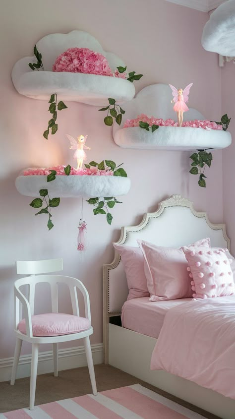 Fairy Tale Aesthetic Room, Dreamy Aesthetic Decor, Room Renovation Ideas Aesthetic, Wall Decor Ideas For Bedroom Aesthetic, Pink Rooms For Girls Bedrooms, Diy Pink Decor, Colorful Room Decor Bedroom, Fairy Room Ideas Kids, Toddler Girls Room Ideas