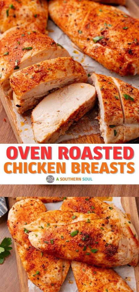 Roasted Chicken Breast Recipes, Roasted Chicken Breasts, Chicken Breast Oven Recipes, Soul Recipes, Oven Roasted Chicken Breast, Chicken Breast Dishes, Chicken Breast Oven, Lemon Roasted Chicken, Chicken Breasts Recipe