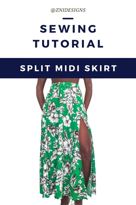 Split Thigh Skirt Sewing Pattern, Split Skirt Sewing, Split Skirt Pattern Sewing, Long Flowy Skirt Sewing Pattern, A Line Maxi Skirt Pattern, Diy Midi Skirt Pattern, Long A Line Skirt Pattern, Simple Long Skirt Pattern, Easy Skirt Pattern For Women