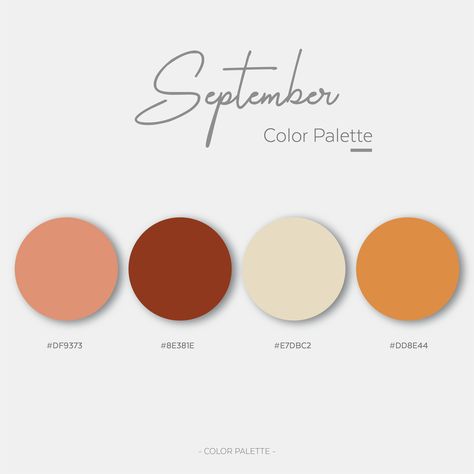 September Color Palette 2023, September Color Pallete, September Color Palette Hex Codes, Canva Color Palette Codes Fall, September Color Palette 2024, September Colors Palette, Colour Palette For Instagram Feed, Wedding Colour Schemes September, September Colour Palette