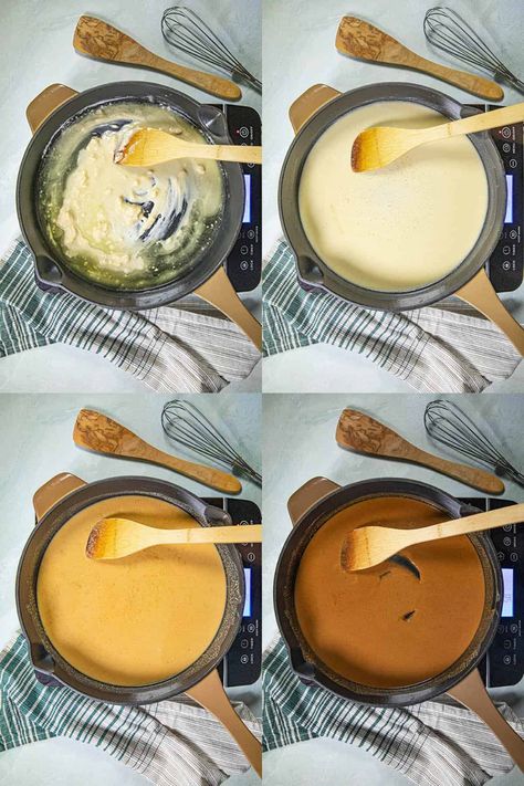 With this easy roux recipe, learn how to make a roux from a light blonde roux to a rich, dark chocolate brown roux for soups, gumbos, sauces and more. #roux #frenchcuisine #cajuncuisine How To Make A Roux Sauces, Roux For Gravy, Gumbo Roux Recipe, How To Make Roux, Gumbo Roux, Roux Sauce, Roux Recipe, Dark Chocolate Brown, Cajun Recipes