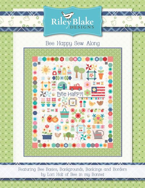 Bee Happy Sew Along Guide is Ready!! Riley Blake Quilt Patterns, Quilting Patterns Free, Lori Holt Quilts, Pinwheel Tutorial, Riley Blake Quilt, Anni Downs, Farmers Wife Quilt, Farmers Wife, Bee In My Bonnet