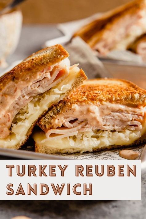 Ruben Sandwich Turkey, Sauerkraut Sandwich Recipes, Sandwich With Sauerkraut, Deli Turkey Sandwich Recipes, Sandwiches On Rye Bread, Turkey On Rye Sandwich, Saurkraut Recipes Sandwich, Rye Sandwich Ideas, Turkey Sandwich Ideas Cold