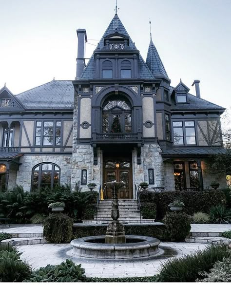 Pin by Zoe Wood on • Sanctuary • | Gothic house, Architecture house,  Victorian homes Gothic Victorian House Aesthetic, Victorian House In The Woods, Mysterious House Aesthetic, Gothic Architecture House Exterior, Victorian Gothic Exterior, Gothic Houses Victorian, Gothic House Architecture, Gothic Dream House, Victorian Homes Exterior Gothic