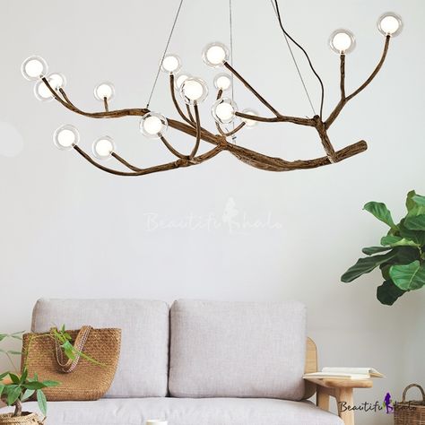 I like this. Do you think I should buy it? Tree Branch Light, Chandeliers Design, Courtyard Dining, Branch Light, Modern Lampshade, Chandelier Wood, Driftwood Chandelier, Glass Globe Chandelier, Branch Tree