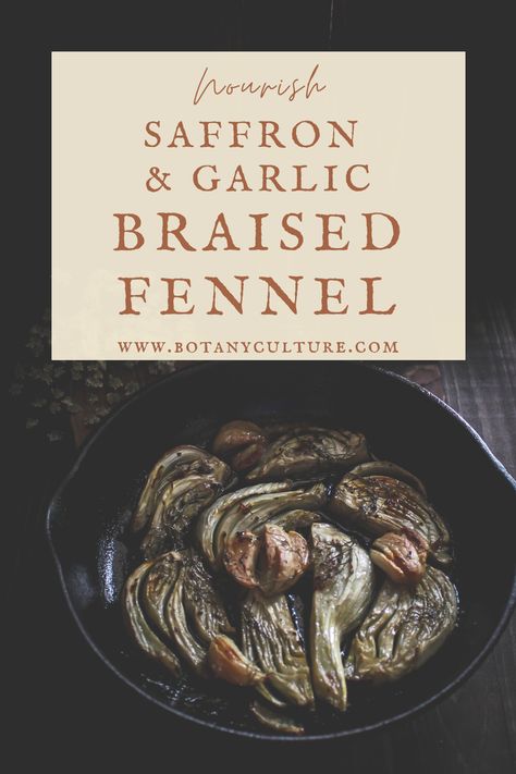 I’m not one to braise things. I’ll roast, sauté, bake, & even fry, but braising isn’t in my usual kitchen repertoire. This recipe for saffron & garlic braised fennel is such a simple & easy way to infuse your food with even more flavor that I think I found a new trick to add to my kitchen routine. Fennel may seem like a difficult & mysterious vegetable, but it’s actually incredibly easy to cook. This simple recipe takes 30 minutes to make & is a unique and flavorful side dish for any meal. Braised Fennel, Saffron Recipes, Nourishing Recipes, Fennel Recipes, Nourishing Meals, Wild Food, Heart Healthy Recipes, Winter Recipes, Food Nutrition