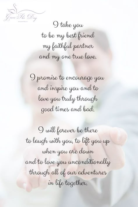 Wedding vows www.gracetheday.com Wedding Vow Ideas, Modern Wedding Vows, Vows To Husband, Wedding Vows Quotes, Vow Examples, Vows Quotes, Wedding Vows Examples, Traditional Wedding Vows, Vow Ideas