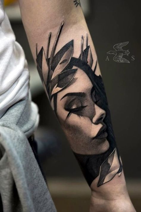 Black And Grey Tattoo Ideas For Girls --YouTube: Trinity Inspires | Pinterest: trinityinspires | Instagram: trinityinspires (Follow.Like.Comment to see more❤️) Tatuaje Trash Polka, Girl Face Tattoo, Forearm Tattoo Design, Cool Forearm Tattoos, Face Tattoos, Tattoos Designs, Grey Tattoo, Forearm Tattoos, Forearm Tattoo