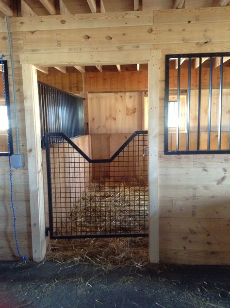 Stall Gates For Horses, Horse Stall Doors Ideas, Diy Stable Door, Horse Stall Gates, Horse Stall Doors Diy, Diy Stall Fronts, Stall Fronts Horse, Horse Stall Ideas Cheap, Diy Stables For Horses