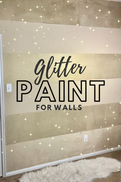 Silver Walls Bedroom, Sparkly Painted Walls, Gold Paint Colors For Walls Bedroom, Glitter Paint For Walls Bedrooms, Glitter Painted Walls, Glitter Accent Wall Bedroom, Gold Bathroom Walls, Sparkle Paint For Walls, Gold Walls Bedroom