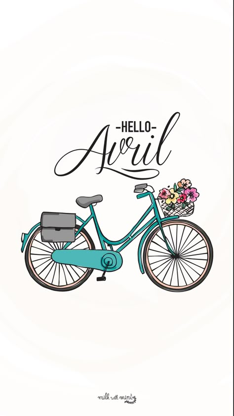 Bicycle Wallpaper, April Wallpaper, April Bullet Journal, Hello April, Heather Stillufsen, Lock Screen Wallpaper Iphone, Wallpaper Accent Wall, Spring Wallpaper, Bullet Journal Themes