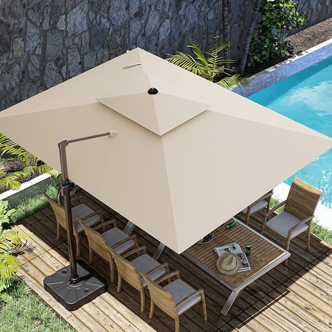 ZLACUIU 10x13FT Cantilever Outdoor Patio Umbrellas, Double Top Large Rectangle Umbrella, Heavy Duty 360° Rotation Offset Outdoor Sun Shade Umbrella for Garden Deck Pool Backyard Patio, Beige Deck Pool, Pool Backyard, Garden Deck, Outdoor Sun Shade, Patio Umbrellas, Patio Table, Sun Shade, Outdoor Patio, Umbrella