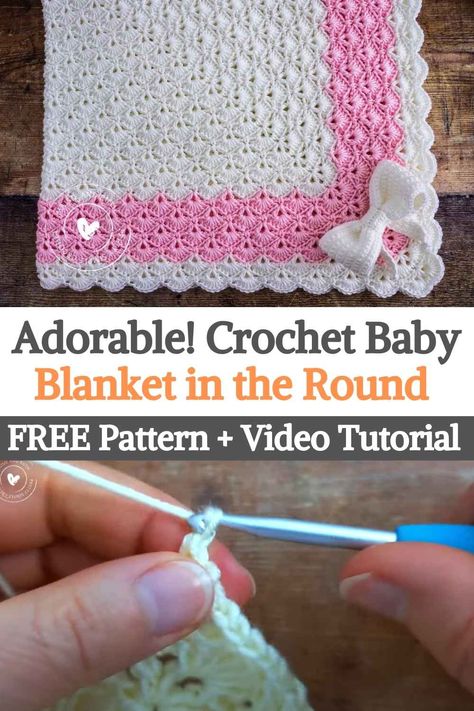 This pattern may look a bit complicated, but it really isn't. It's basically a giant granny square, worked in the round!Rounds 1 to 6 are the preparation rounds. So a bit of concentration is needed for this part of the pattern. From there, the pattern becomes a 2-round repeat, which means it really becomes a fun and easy pattern to work from there. Crochet Rectangle Blanket In The Round, Crochet Blankets In The Round, Crochet Baby Blanket In The Round, Circle Blanket Crochet Pattern, Crochet Blanket In The Round, Round Crochet Blanket Pattern, Crochet Patterns For Baby Blankets, Crochet Blanket Round, Free Crochet Baby Blanket Patterns