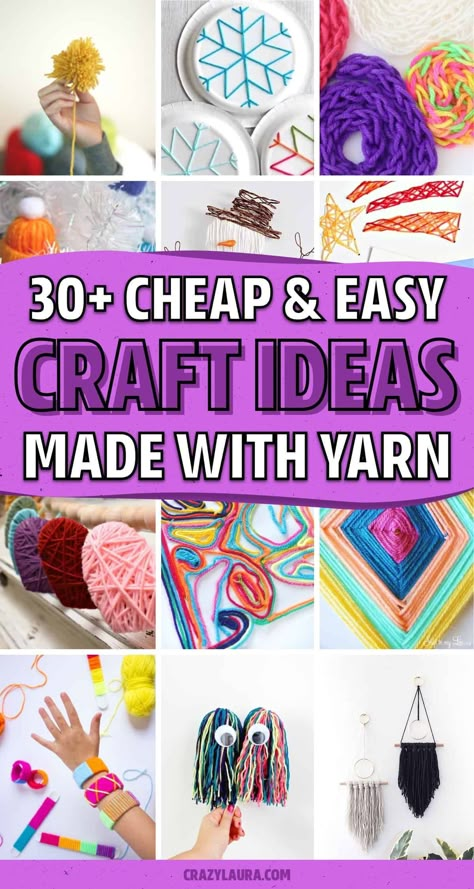 Easy School Craft Ideas, Easy Kids Crafts For Girls Simple, Kindergarten Yarn Crafts, Craft Lace Projects, Simple Yarn Projects, Simple Crafts For Seniors Easy Diy, Easy Crafts For Groups, Yarn Projects Diy Simple, Yarn Painting Preschool