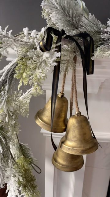 Christina Muscari on Instagram: "Do you want to make your own viral Dollar Tree bells? I used my @dixiebellepaint Chalk Mineral Paint in Caviar and their Gold Gilding Wax, and they turned out so good. Comment BELLS for a list of products and the full tutorial. #christmasdiy #dollartreediy #christmasbells" Diy Bells Crafts Ideas, Dollar Tree Bells, Christina Muscari, High End Christmas Decor, Christmas Bell Decor, Silver Bells Christmas, Bell Decor, Dollar Tree Diy Christmas, Dixie Belle Paint Company