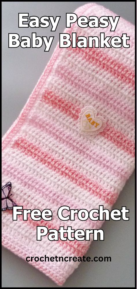 This free crochet easy peasy baby blanket is great for beginners. One stitch, once row repeat. Simple Baby Afghan Crochet, Waffle Stitch Crochet Baby Blanket Free Pattern, Beginner Crochet Baby Blanket Tutorial, Easy One Stitch Crochet Blanket, Free Crochet Stitches For Blankets, Crochet Baby Blanket Free Pattern 4 Ply, Beginning Crochet Stitches, Baby Blanket Crochet Size, Reversible Crochet Blanket