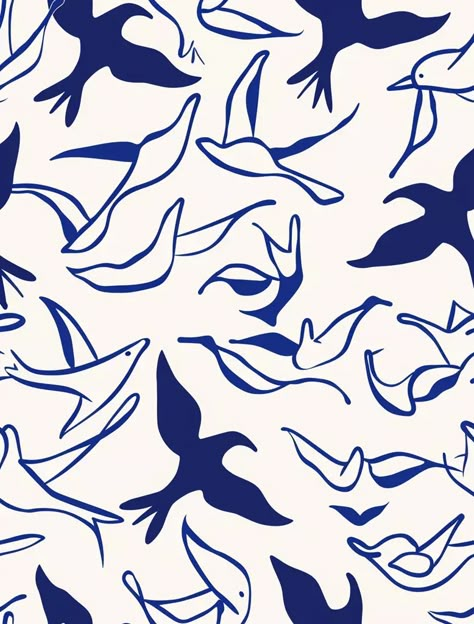 Midjourney AI Image: pattern with flying birds in the style of Henri Matisse, simple line art, with simple strokes and li... → more in ai-img-gen.com Bird Illustration Design, Matisse Pattern, Fish Cards, Repetitive Patterns, Simple Line Art, Patterns Illustration, Rara Avis, Nature Motifs, Runway Inspiration