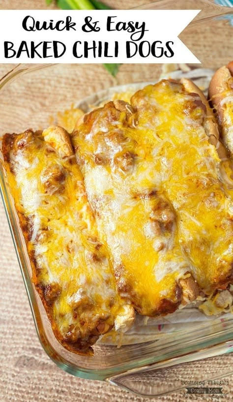 Baked Chili Dogs, Chili Hotdogs, Chili Dog Bake, Chili Dog Chili Recipe, Baked Chili, Chili Dog, Cheese Dog, Chili Dogs, Hot Dog Recipes