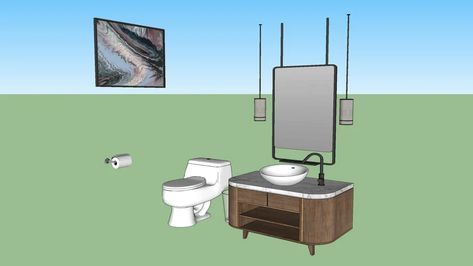 BAÑO-BATHROOM | 3D Warehouse Bathroom 3d Warehouse, Mid Century Vanity, Toilet And Bathroom Design, Bathroom Sanitary, Living Room Wall Designs, Bathroom Ventilation, Industrial Style Bathroom, Outdoor Toilet, Toilet Vanity