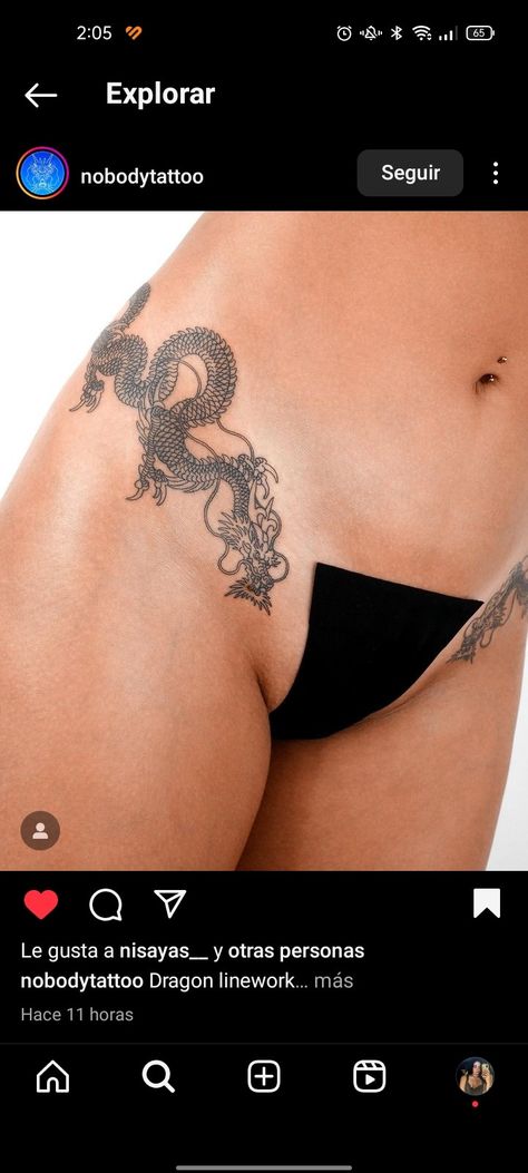 Dragon On Hip Tattoo, Dragon Tattoo Waist, Dragon Tattoo Ribcage, Japanese Dragon Hip Tattoo, Dragon Side Rib Tattoo, Dragon Tattoo Hip, La Tattoo, Line Work Tattoo, Hip Tattoo