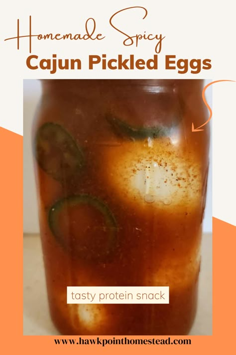 This spicy Cajun pickled egg recipe is so easy to make and results in a tasty, healthy protein-packed snack. It is also great because pickled eggs can be made plain or with different flavors.  This spicy Cajun pickled egg recipe results in a spicy and tangy delicious treat! Plus you can make it as spicy as you want and you can use a variety of hot peppers.