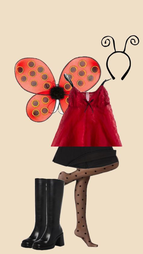 Bee Costume Aesthetic, Celeb Halloween Costumes Ideas, Dark Red Hair Costume Ideas, Costume Party Ideas Women, 2025 Costume Ideas, Duolingo Costume, Ladybug Costume Diy, Ladybird Halloween, Insect Outfit