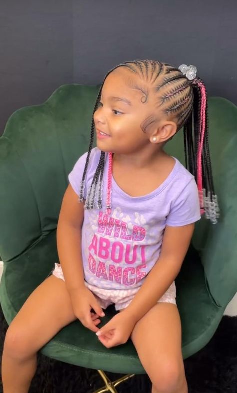 Natural Hairstyles For Black Kids, Rubber Band Hairstyles For Kids, Braids For Black Kids, Kids Cornrow Hairstyles, Band Hairstyles, Black Baby Girl Hairstyles, Pink Braids, Baby Girl Hairstyles Curly, Toddler Braided Hairstyles