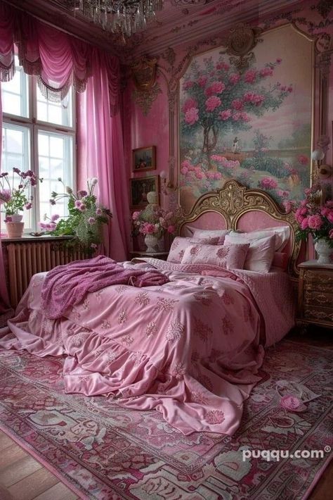 Maximalist Bedroom Ideas, Pink Bedroom Decor Ideas, Maximalist Bedroom, Pink Bedroom Ideas, Girly Apartments, Wallpaper Luxury, Best Home Design, Bedroom Aesthetics, Chic Bedroom Decor