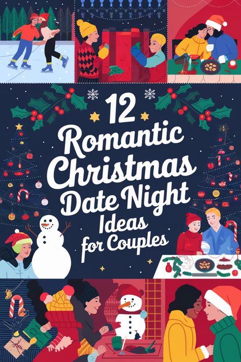 Looking to plan a cozy and romantic Christmas date night for you and your significant other? Explore these 12 enchanting ideas that will make this holiday season extra special. From watching classic Christmas movies by the fireplace to taking a festive carriage ride through twinkling lights, there's something for every couple to enjoy together. Create lasting memories with a romantic dinner under the stars or cozy up for a hot cocoa tasting night. Fancy At Home Date Night, Romantic Christmas Ideas Couple, December Date Night Ideas, Christmas At Home Date Night, Christmas Date Night Ideas, Christmas Movie Date Night, Christmas Dates Ideas, Christmas Date Ideas Couple, Holiday Date Ideas