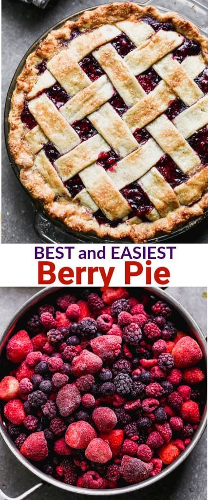 Great Pie Recipes, Four Berry Pie, Best Berry Pie Recipe, Healthier Pie Recipes, Apple And Berry Pie, Popular Pie Recipes, Razzleberry Pie Filling, Pie Recipes Dessert Easy, Valentines Pie Ideas