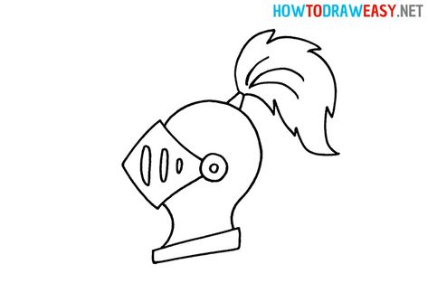 How to Draw a Cartoon Knight Helmet #Helmet #Knight #KnightHelmet #HelmetDrawing #EasyHelmetDrawing #StepbyStepDrawings #KnightDrawing #HowtoDrawaKnight #KnightDrawingTutorial #MedievalDrawing #EasyDrawingArt #Art #Painting Easy Knight Drawing, How To Draw A Knight, Knight Drawing Easy, Knight Helmet Drawing, Knight Doodle, Helmet Knight, Cartoon Knight, Crusader Helmet, Elementary Drawing